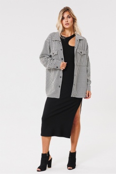 Круглогодичная хлопковая рубашка с накладными карманами PRATA wear S022 черно-белый - фото 2