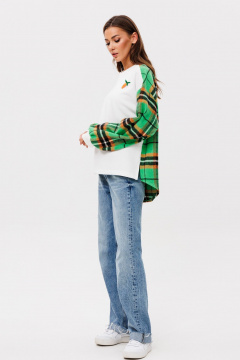 Джемпер свободного кроя из трикотажа в крупную клетку HIT 2014/1 зеленый,белый - фото 5