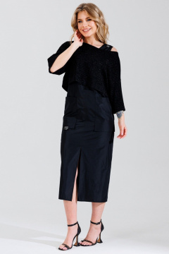 Джемпер и платье из трикотажа для стильных образов Faufilure C1517 черный - фото 1