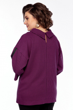 Блуза с кожаной отделкой и брюки на резинке из текстиля SVT-fashion 609 фуксия - фото 3