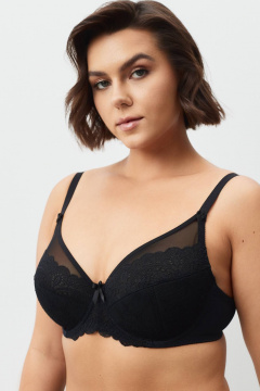 Классический черный бюстгальтер с кружевом и каркасом Леди Леда 254-274 - фото 1