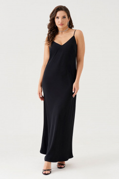 Элегантное черное платье макси с V-образным вырезом из струящейся ткани Панда 187883w черный - фото 1