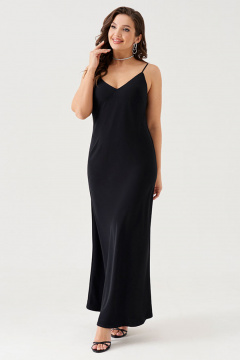 Элегантное черное платье макси с V-образным вырезом из струящейся ткани Панда 187883w черный - фото 2