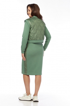 Костюм 2-ка из плащевой ткани и трикотажа с вышивкой БагираАнТа 895 зелень - фото 5