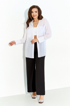 Легкая шифоновая рубашка-накидка с накладными карманами IVA 1576 белый - фото 5