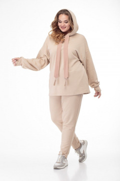 Бежевый спортивный комплект из трикотажа: худи и брюки Anelli 910 бежевый - фото 5