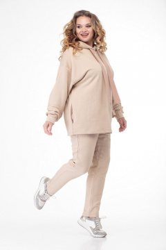 Бежевый спортивный комплект из трикотажа: худи и брюки Anelli 910 бежевый - фото 3