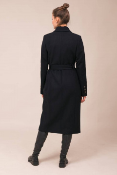 Пальто из шерстяной пальтовой ткани миди с поясом Winkler’s World 644 темно-синий - фото 4