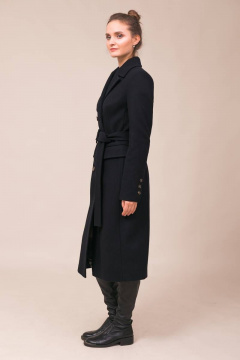 Пальто из шерстяной пальтовой ткани миди с поясом Winkler’s World 644 темно-синий - фото 3