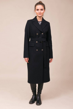 Пальто из шерстяной пальтовой ткани миди с поясом Winkler’s World 644 темно-синий - фото 2