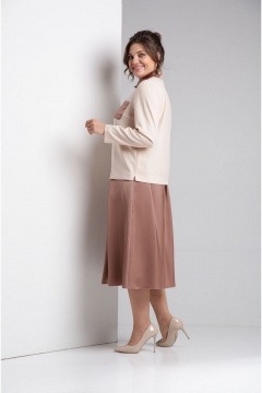Бежевый комплект из свободной блузы и юбки для демисезона VIA-Mod 641 бежевый - фото 2