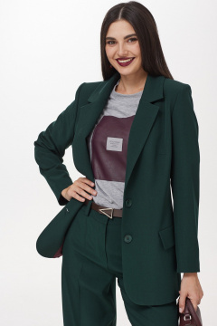 Трехпредметный демисезонный костюм из вискозы и трикотажа Твой имидж 1974 бутылочная_зелень - фото 3