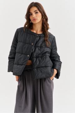 Черная куртка на синтепоне с прорезными карманами RINKA 1323/1 - фото 2
