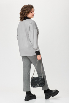 Классический демисезонный костюм из трикотажа и люрекса Michel chic 1395 серый - фото 5