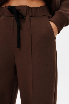 Брюки прямые спортивные из хлопка и трикотажа GO f2065w/23-03.164 коричневый - фото 2
