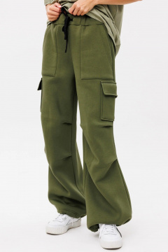 Брюки свободные спортивные из хлопка и трикотажа GO f2095/28-02.170 хаки - фото 1