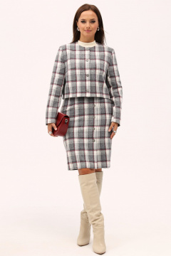 Костюм юбка-карандаш и пиджак с принтом клетка Angelina & Сo 1164 - фото 1