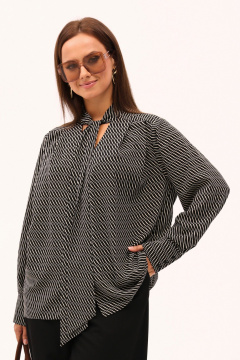 Блуза с воротником-стойкой и завязками из текстиля Angelina & Сo 1166 - фото 3