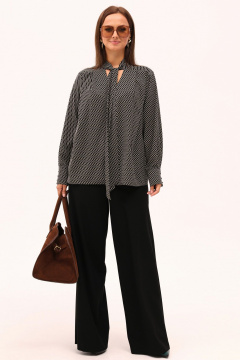 Блуза с воротником-стойкой и завязками из текстиля Angelina & Сo 1166 - фото 2