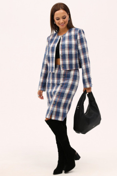 Костюм юбка-карандаш и жакет в клетку из текстиля Angelina & Сo 1167 - фото 4