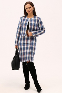 Костюм юбка-карандаш и жакет в клетку из текстиля Angelina & Сo 1167 - фото 2