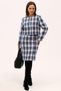 Костюм юбка-карандаш и жакет в клетку из текстиля Angelina & Сo 1167 - фото 1