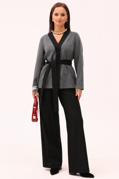 Деловой костюм жакет и брюки палаццо из текстиля Angelina & Сo 1168 - фото 2