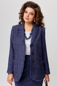 Деловой жакет из твида с блестящей ниткой Fita 20511 сине-баклажановый - фото 3