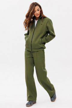 Спортивный костюм из трикотажа с лампасами и пайетками GO f3086/28-02.170 хаки - фото 1