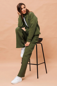 Спортивный костюм из трикотажа с лампасами и пайетками GO f3086/28-02.170 хаки - фото 2