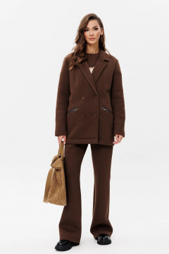 Деловой костюм в стиле smart casual из трикотажа GO f3089/23-03.164 коричневый - фото 3