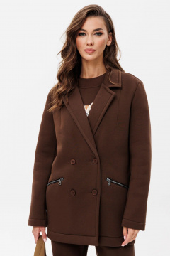 Деловой костюм в стиле smart casual из трикотажа GO f3089/23-03.164 коричневый - фото 2