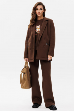 Деловой костюм в стиле smart casual из трикотажа GO f3089/23-03.164 коричневый - фото 1