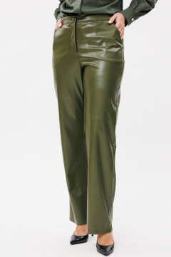 Двухпредметный комплект трикотажный джемпер и брюки из экокожи Ma Сherie 3101 бежевый+хаки - фото 4