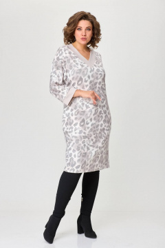 Мультиколор свободное платье из трикотажа с карманами INVITE 4082 - фото 3