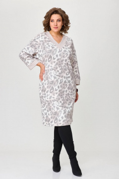 Мультиколор свободное платье из трикотажа с карманами INVITE 4082 - фото 2