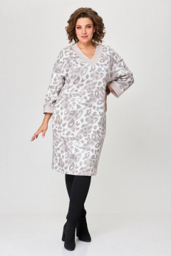 Мультиколор свободное платье из трикотажа с карманами INVITE 4082 - фото 1