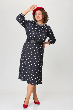 Черное платье полуприлегающего силуэта из трикотажа с ремнем INVITE 4083 - фото 3