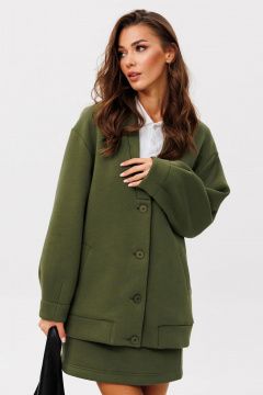 Кардиган oversize из трикотажа с прорезными карманами GO f4092/28-02.164 хаки - фото 1