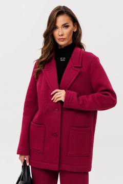 Красный жакет с современным ланцаном из трикотажа для делового стиля GO F4095/12-01.170 вишня - фото 1