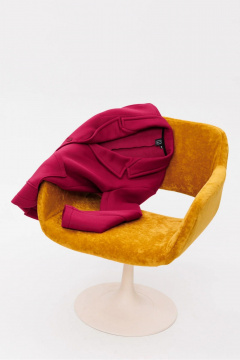 Красный жакет стильного кроя из трикотажа для делового образа GO F4095/12-01.164 вишня - фото 4