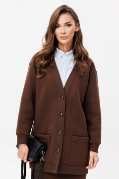 Кардиган с юбкой в стиле casual из трикотажа и хлопка GO f7052/23-03.164 коричневый - фото 3