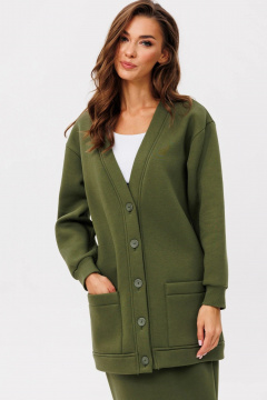 Кардиган с юбкой в стиле casual из трикотажа и хлопка GO f7052/28-02.164 хаки - фото 2