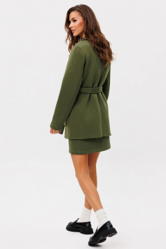 Пальто-костюм с юбкой из хлопка и трикотажа для демисезона GO f7088/28-02.164 хаки - фото 5