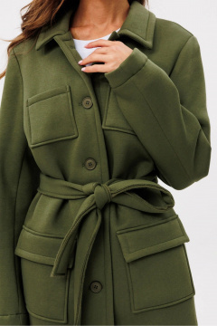 Пальто-костюм с юбкой из хлопка и трикотажа для демисезона GO f7088/28-02.164 хаки - фото 4