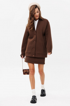 Кардиган с юбкой из хлопка и трикотажа для демисезона GO f7092/23-03.164 коричневый - фото 1