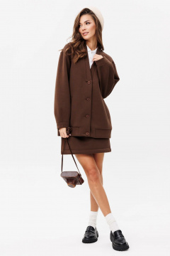 Кардиган с юбкой из хлопка и трикотажа для демисезона GO f7092/23-03.170 коричневый - фото 4