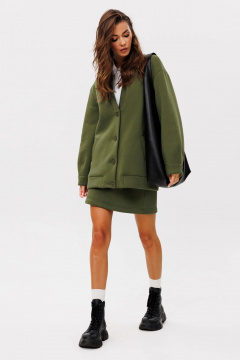 Кардиган с юбкой из хлопка и трикотажа для демисезона GO f7092/28-02.164 хаки - фото 1