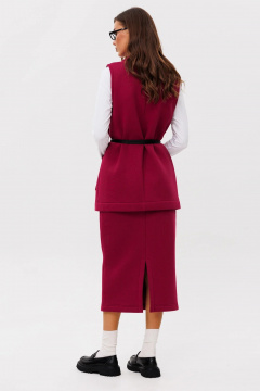 Костюм с жилетом и юбкой из хлопка для демисезона GO f7094/12-01.170 вишня - фото 4