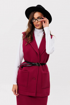 Костюм с жилетом и юбкой из хлопка для демисезона GO f7094/12-01.170 вишня - фото 2